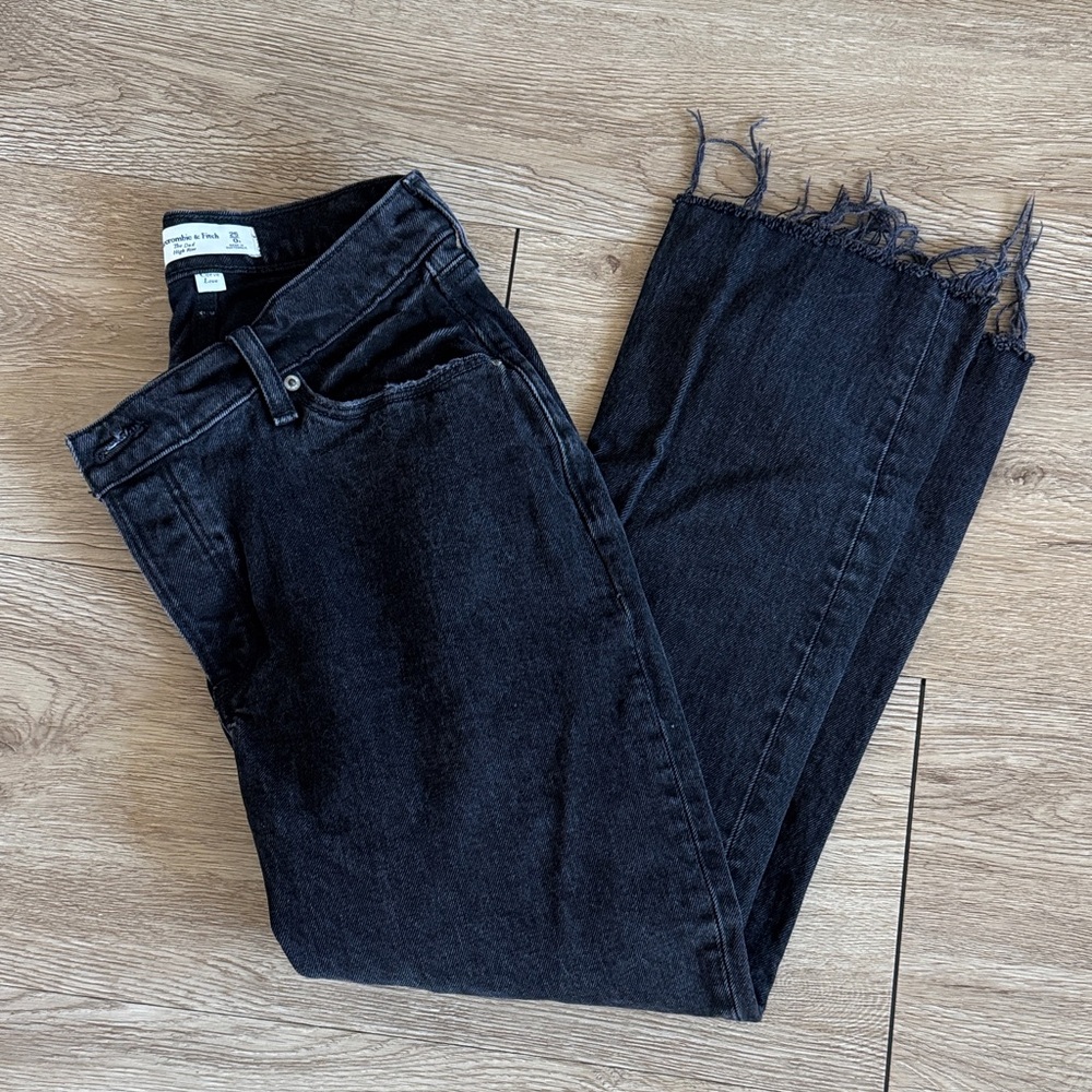Abercrombie & Fitch Women’s Black The Dad High Rise Jeans Curve Love Fit